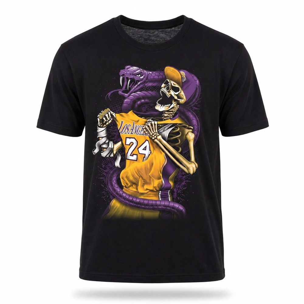 Kobe Bryant Mamba Skeleton Graphic T-Shirt Mens XL Black LA Lakers Basketball